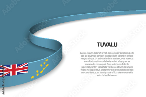 Wave flag of Tuvalu with copyspace background.