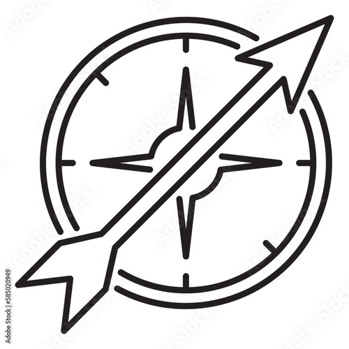 Project management compass, arrow, mission vector icon illustration
