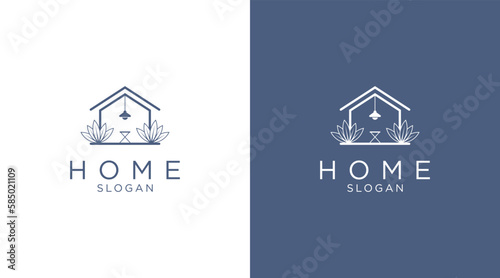 Line art icon logo of a house / home for property and interior design