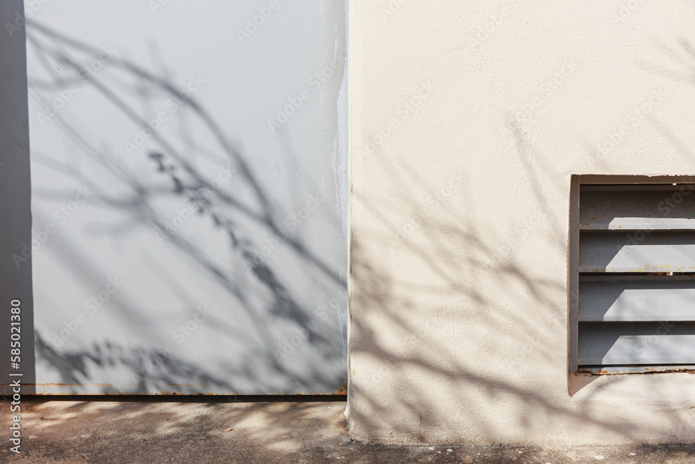 Shadows cast on the walls and doors of buildings. Shadows cast on the walls and doors of buildings.