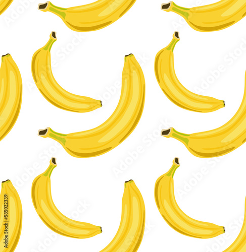 Whole yellow bananas in different sizes. Seamless pattern in vector. Suitable for prints and backgrounds.