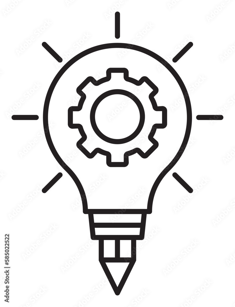 Project management light bulb, gear, pencil, creative idea vector icon illustration Project management light bulb, gear, pencil, creative idea vector icon illustration