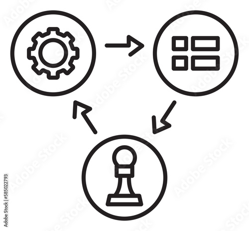 Project management gear, pawn, list, strategic plan vector icon illustration photo