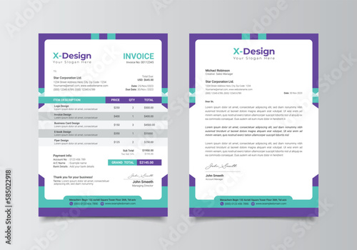 Corporate business letterhead and invoice template, Business Branding identity design template	
