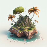 Illustration 3d island coconut tree full hd