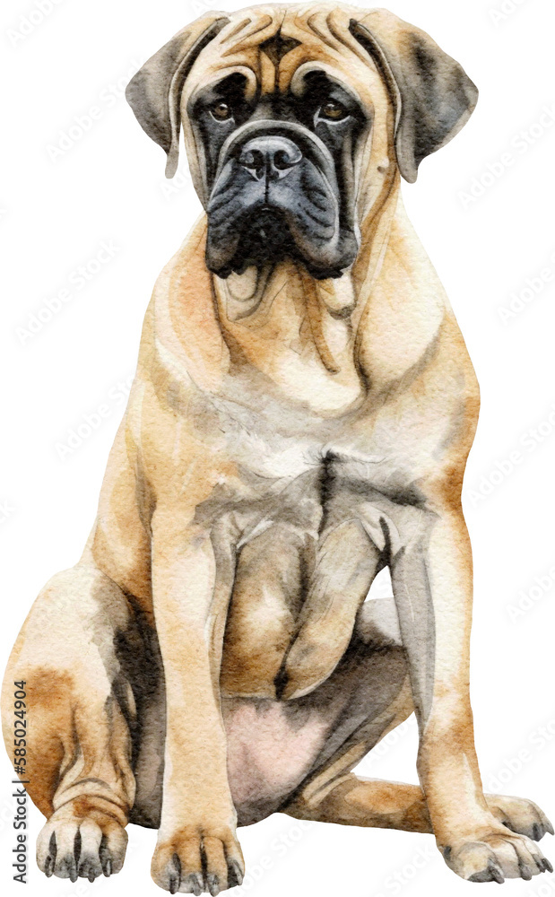 English Mastiff dog illustration created with Generative AI technology English Mastiff dog illustration created with Generative AI technology