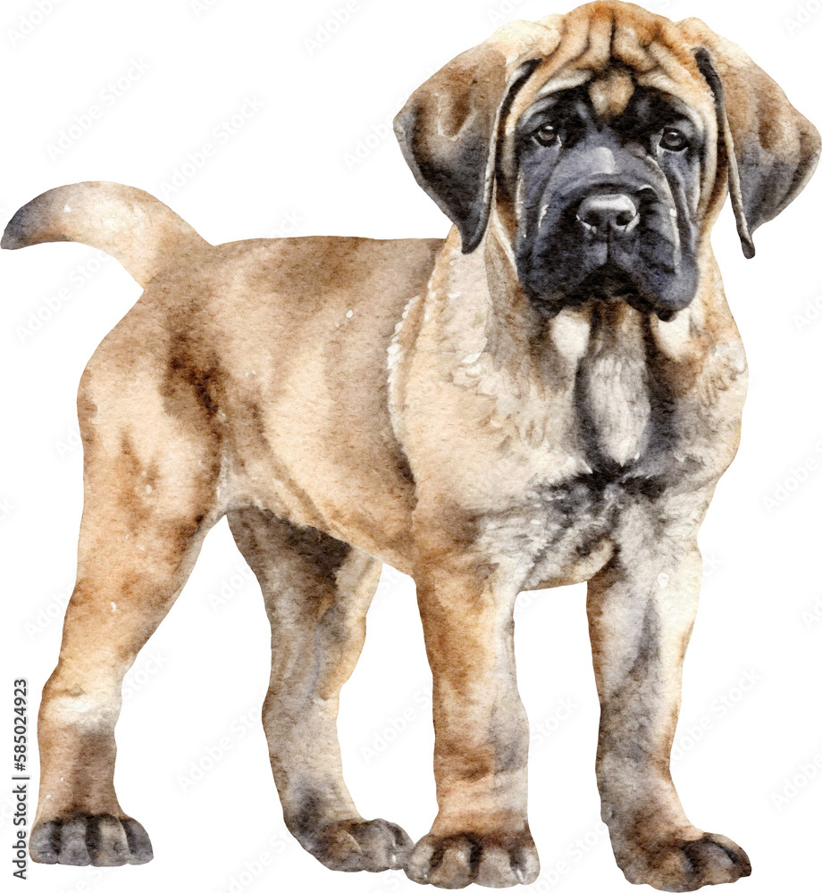 English Mastiff puppy illustration created with Generative AI technology English Mastiff puppy illustration created with Generative AI technology