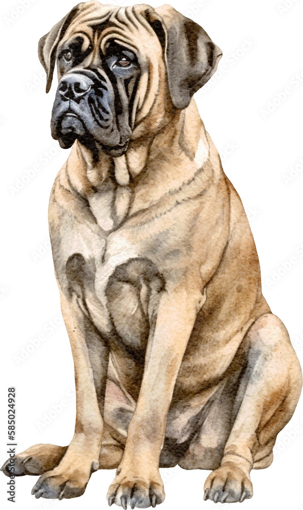English Mastiff dog illustration created with Generative AI technology