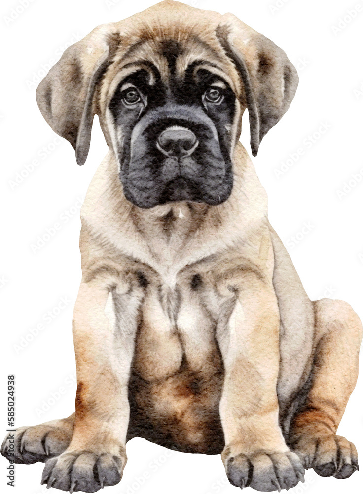 English Mastiff puppy illustration created with Generative AI technology