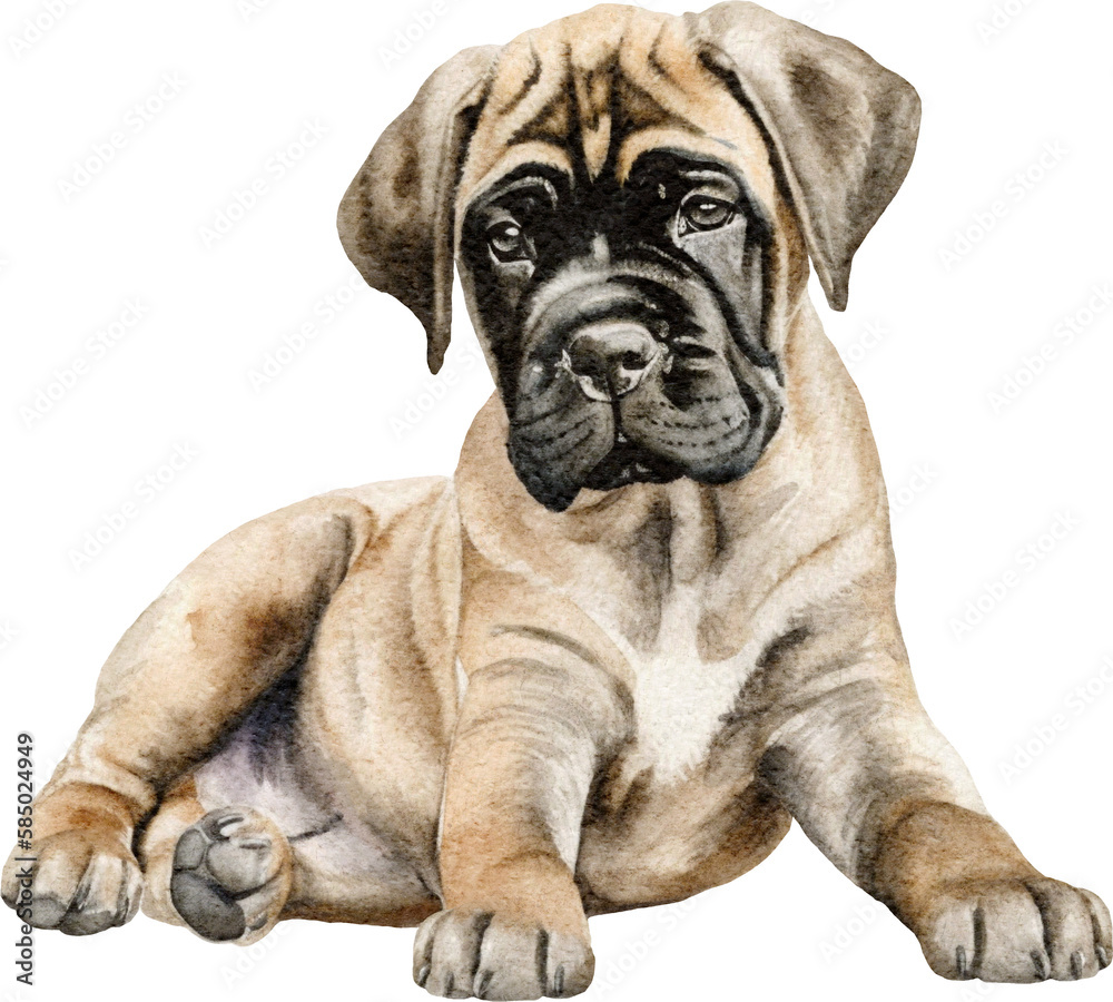 English Mastiff puppy illustration created with Generative AI technology