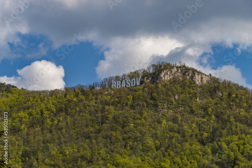 Brasov sign on the hill. Brasov.