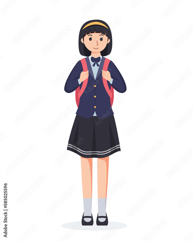 character high school student in school uniform character high school student in school uniform