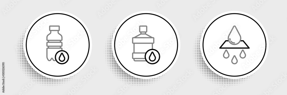Set line Recycle clean aqua, Bottle of water and Big bottle with icon. Vector Set line Recycle clean aqua, Bottle of water and Big bottle with icon. Vector
