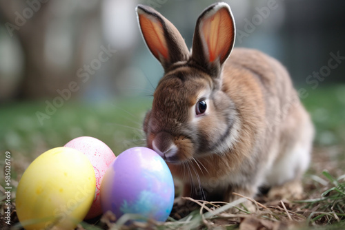 Cute Easter Bunny with Decorated Egg © Kayode