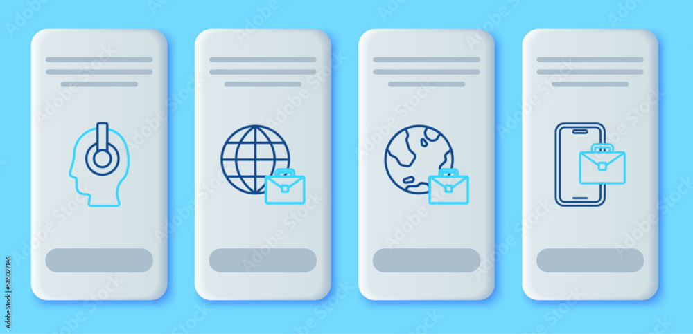 Set line Online working, Freelancer and icon. Vector Set line Online working, Freelancer and icon. Vector