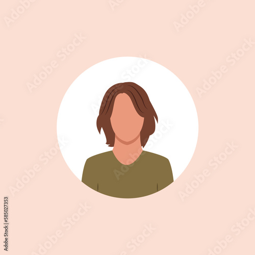 Profile image of woman avatar for social networks with half circle. Fashion vector. Bright vector illustration in trendy style.