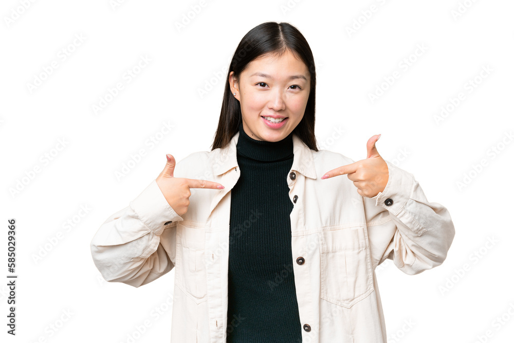 Young Asian woman over isolated chroma key background proud and self-satisfied Young Asian woman over isolated chroma key background proud and self-satisfied