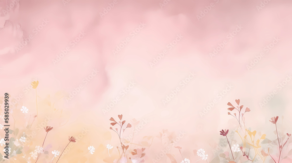 pink background in watercolor style with tiny petal flowers. Generative AI