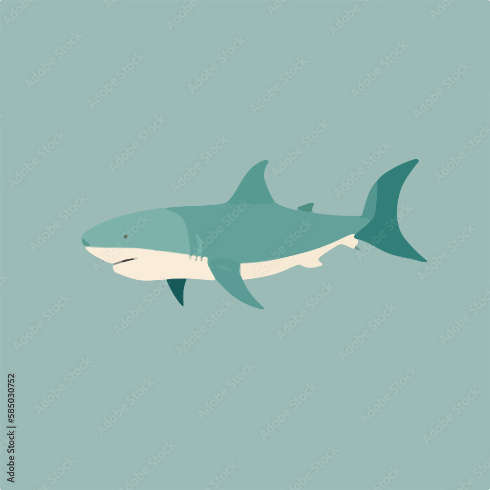 Shark in oceanic waters. Underwater fish and sea creatures in natural habitat. Flat vector illustration concept Shark in oceanic waters. Underwater fish and sea creatures in natural habitat. Flat vector illustration concept