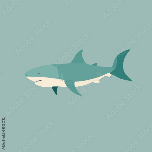 Shark in oceanic waters. Underwater fish and sea creatures in natural habitat. Flat vector illustration concept