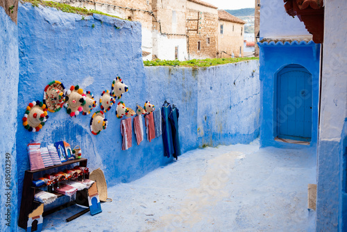 A bazaar in Chefchaouen, Morocco photo