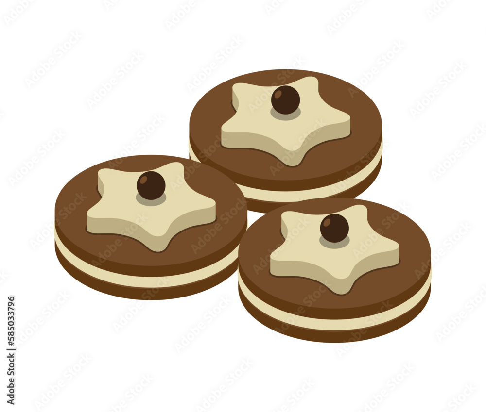Biscuits Isometric Icon Biscuits Isometric Icon