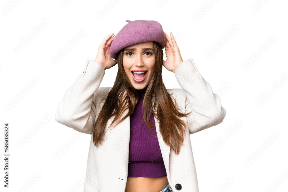 Young beautiful woman over isolated chroma key background with surprise expression Young beautiful woman over isolated chroma key background with surprise expression
