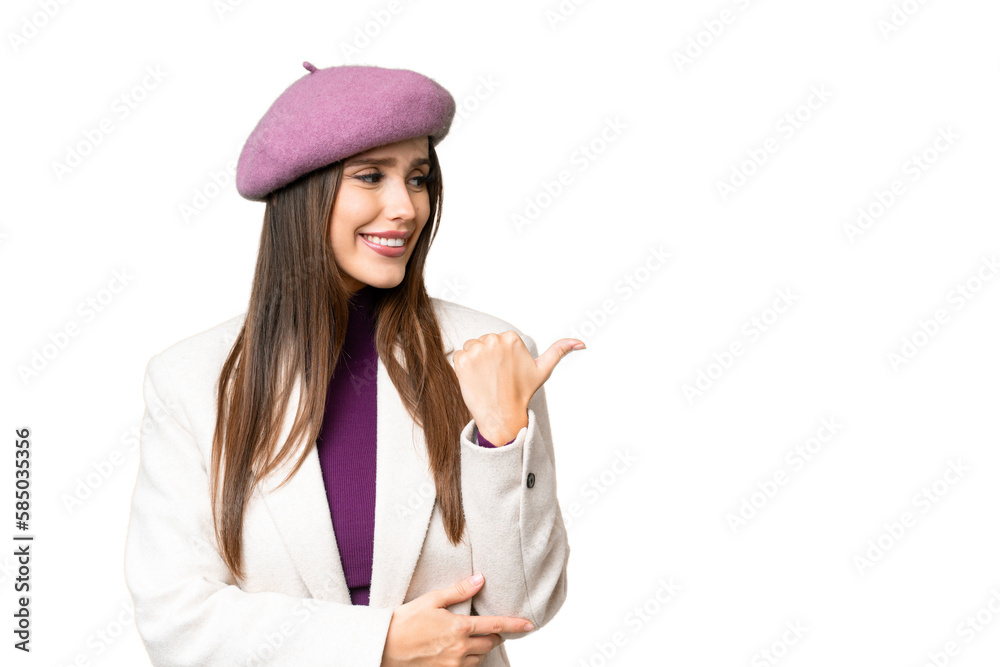 Young beautiful woman over isolated chroma key background pointing to the side to present a product Young beautiful woman over isolated chroma key background pointing to the side to present a product