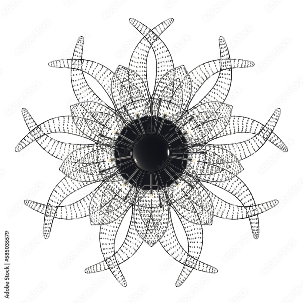 Obraz premium crystal chandelier for the interior isolated on transparent background, home lighting, 3D illustration, cg render 