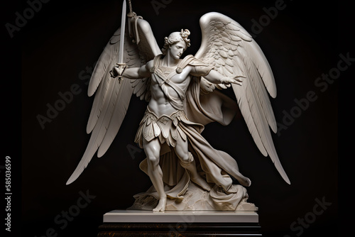 Archangel Michael in Neoclassical Style with Clean Lines, generative AI photo