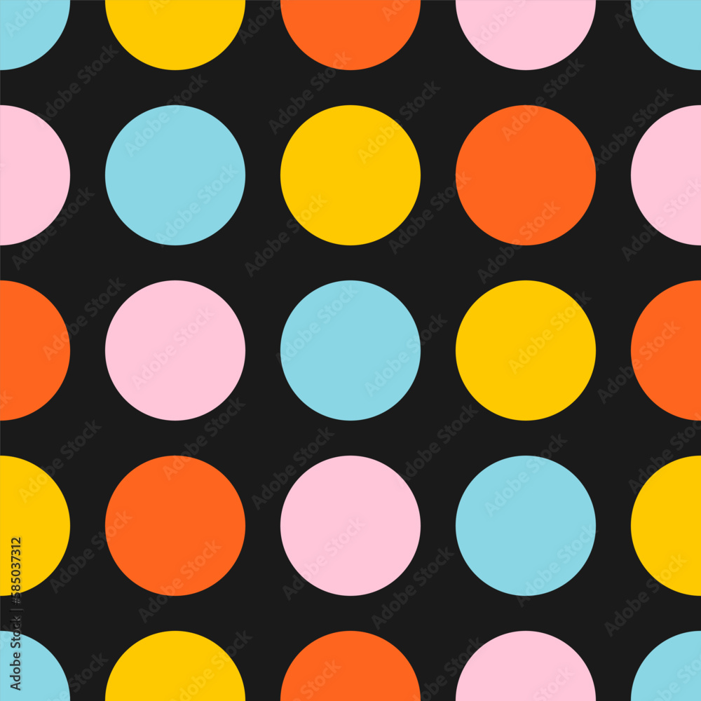 Black seamless pattern with colorful circles Black seamless pattern with colorful circles