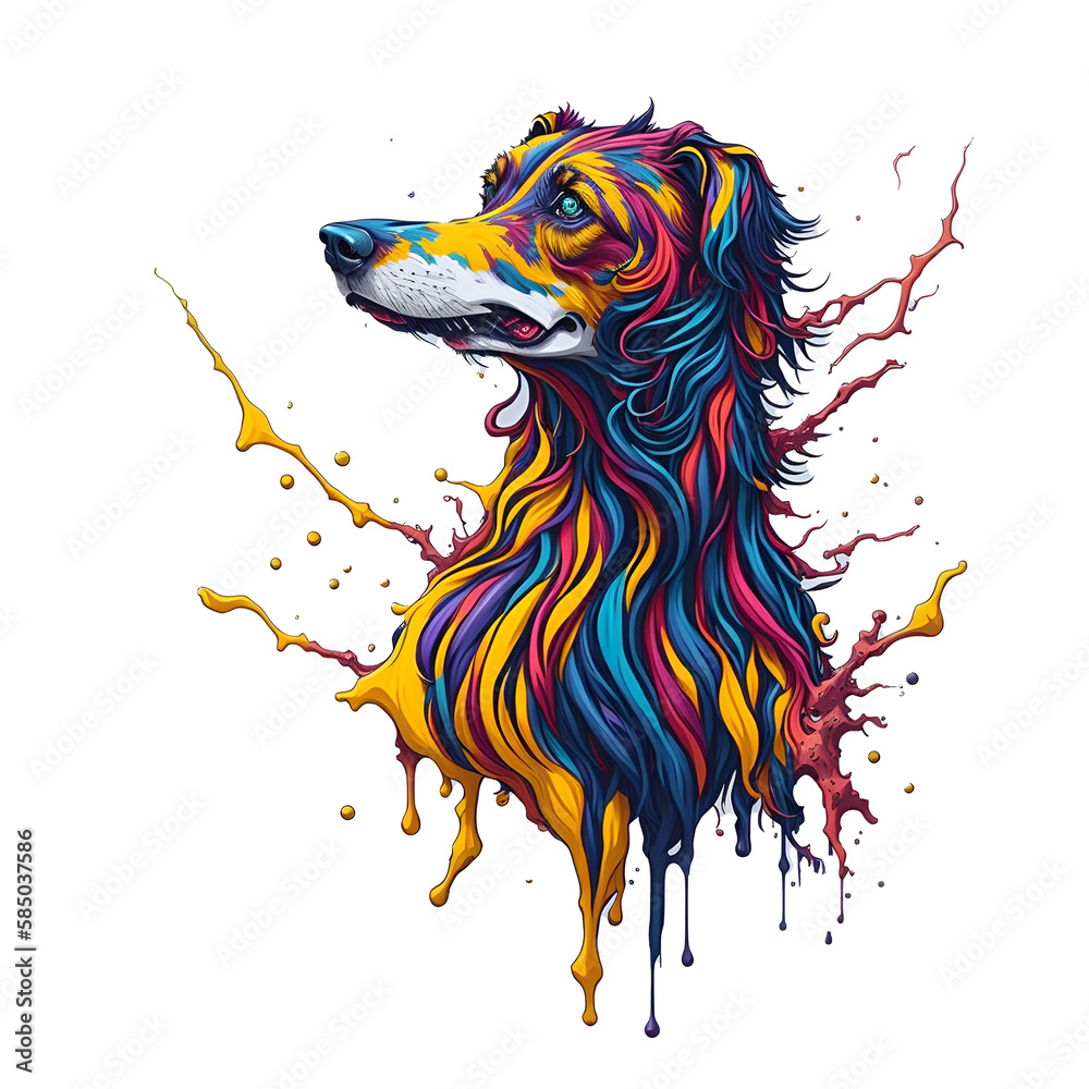 Naklejka premium dog head colorful splash art