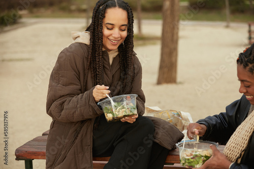 Female friends having a picnic photo