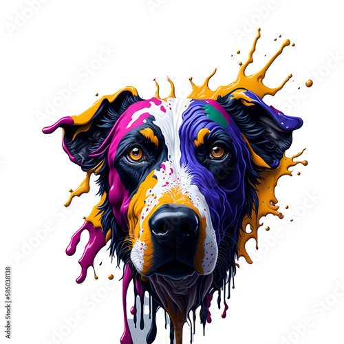 dog head colorful splash art