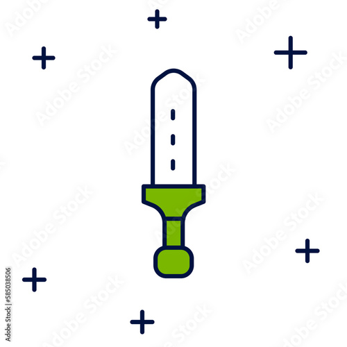 Filled outline Medieval sword icon isolated on white background. Medieval weapon. Vector