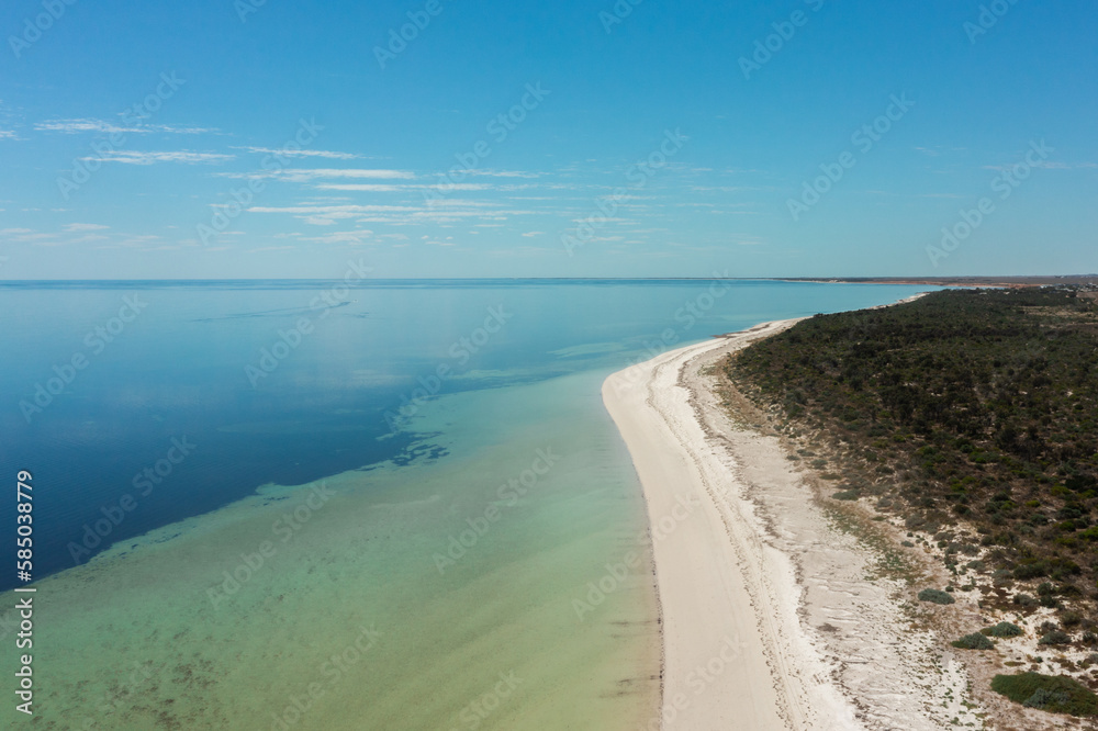 aerial view of calm ocean beach