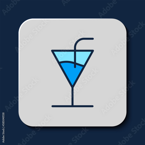 Filled outline Cocktail icon isolated on blue background. Vector