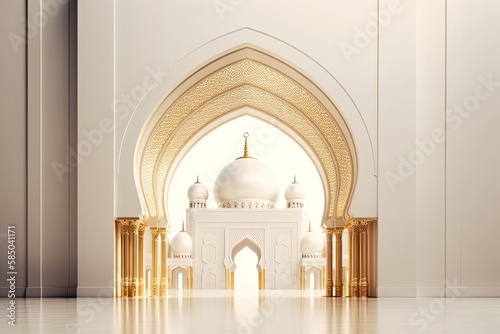 crescent Islamic for ramadan kareem and eid mubarak with generative ai © Daunhijauxx