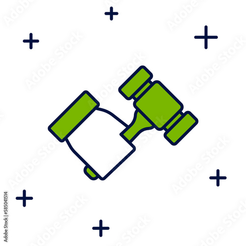 Filled outline Auction hammer icon isolated on white background. Gavel - hammer of judge or auctioneer. Bidding process, deal done. Auction bidding. Vector