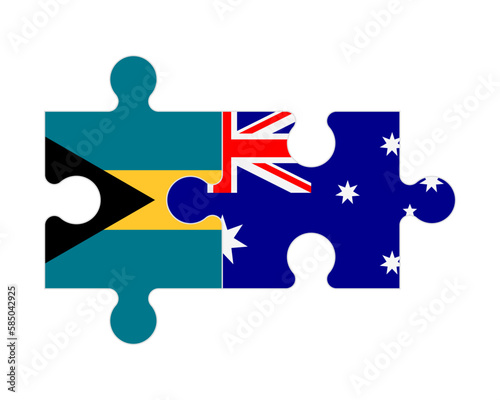 Puzzle of flags of Bahamas and Australia, vector