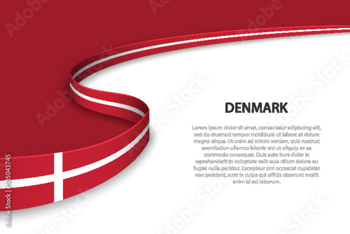 Wave flag of Denmark with copyspace background
