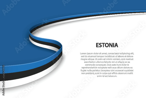 Wave flag of Estonia with copyspace background