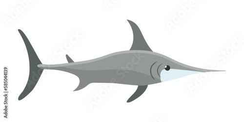 Marlin, big saltwater fish with sharp sword on head, tail and fins, wild marine animal