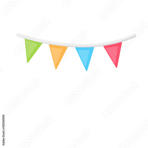 Birthday party flags, triangle bright paper decoration, festive garland hanging on string