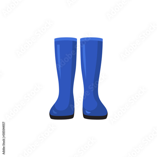 Rubber boots, safety PPE blue gumboots, pair of waterproof high shoes for wet weather