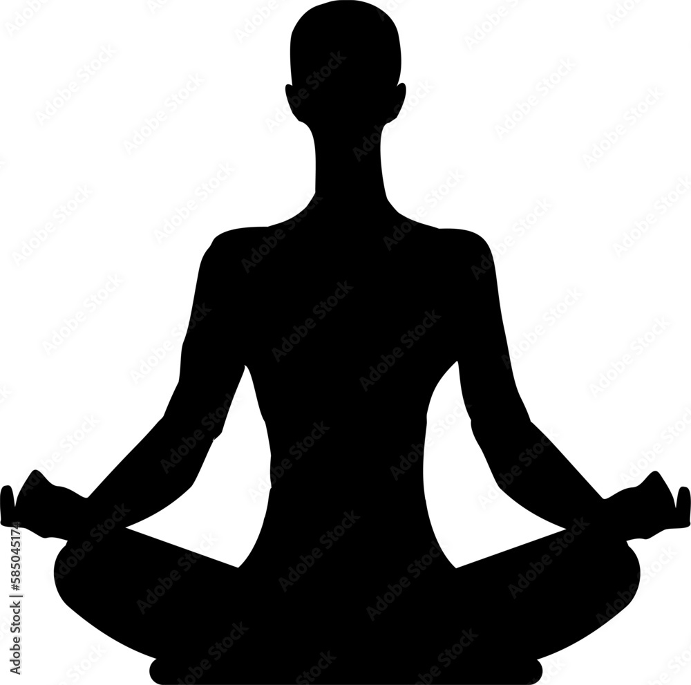 Silhouette: Sitzende Person beim Meditieren - Energie