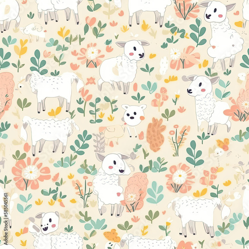 Wallpaper Mural A seamless pattern of Easter lambs. Torontodigital.ca