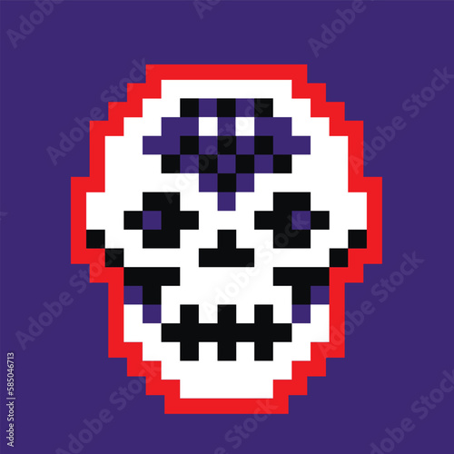 degital pixel skull, t-shirts design
