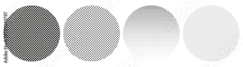 Abstract halftone dots vector background circle texture set 