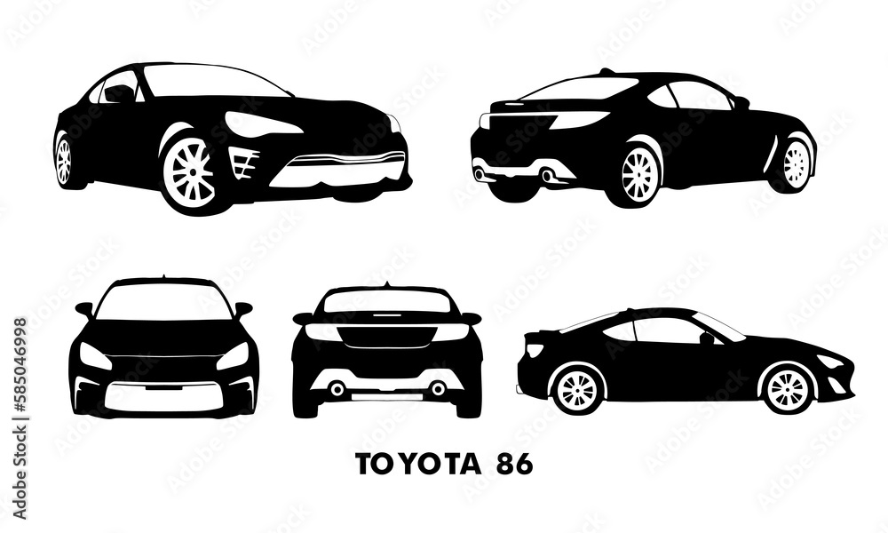 Set of Various Car silhouette vector illustration, Sport modern car Stock- Vektorgrafik